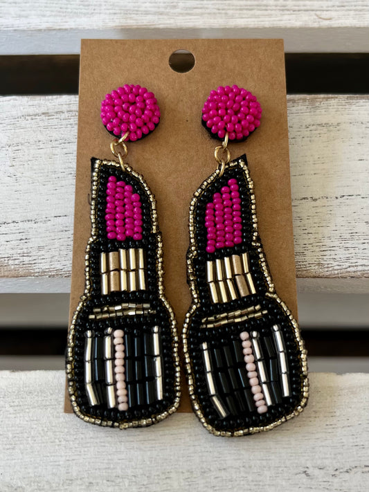 Beaded Lipstick Earring