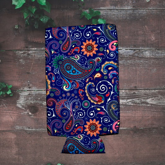 Blue Paisley Slim Fit Koozie